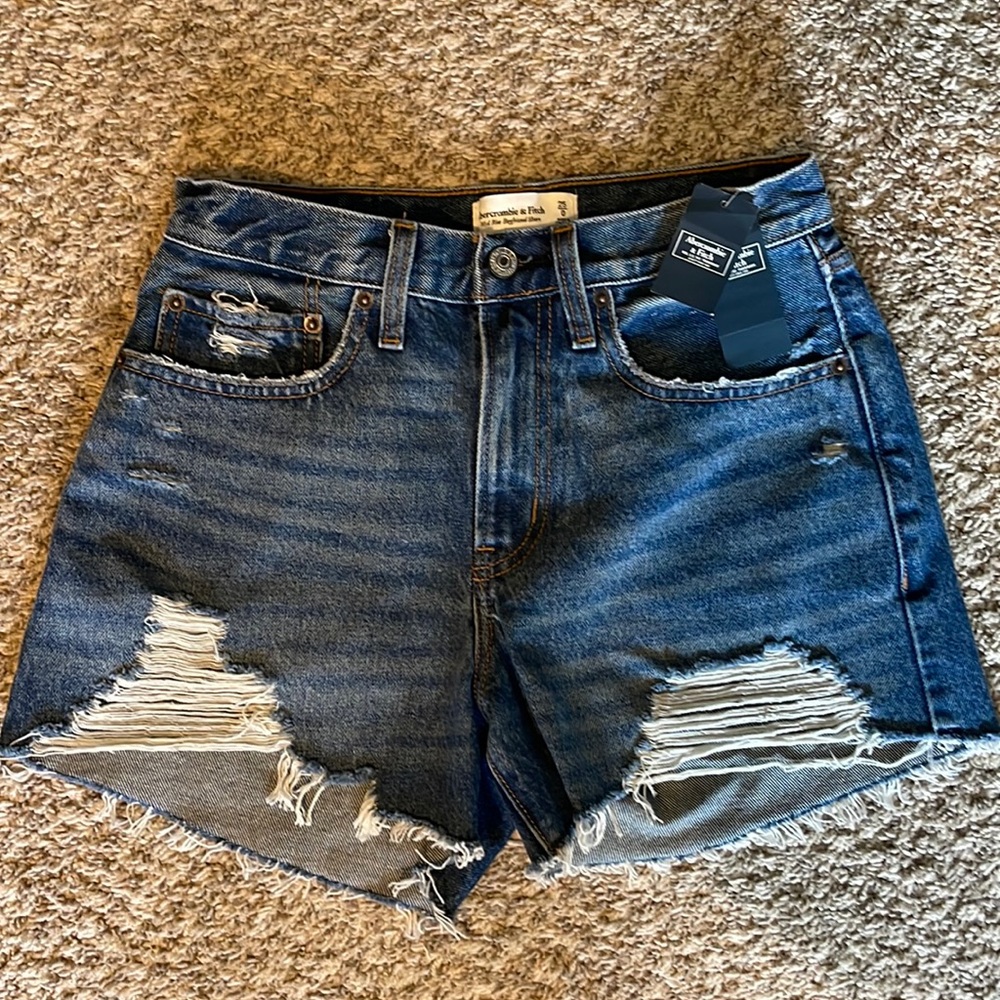 Abercrombie & Fitch Blue Distressed Jean Shorts